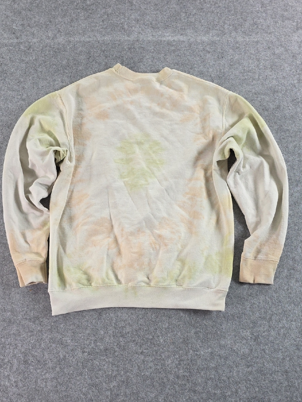 Women's XL Classic Tie-Dye Crewneck Sweatshirt in Pastel Green and Beige - Picture 6 of 6